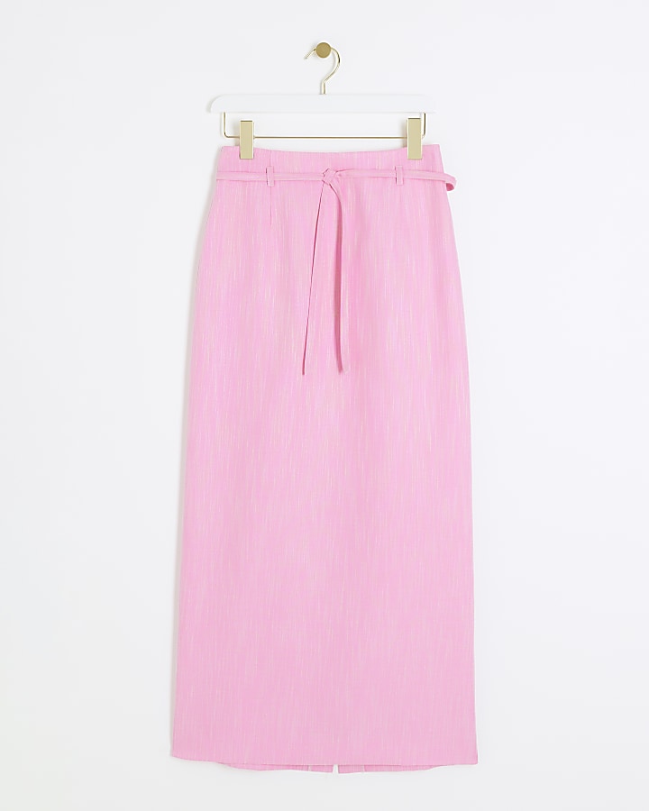 RI Studio Pink texture pencil maxi skirt