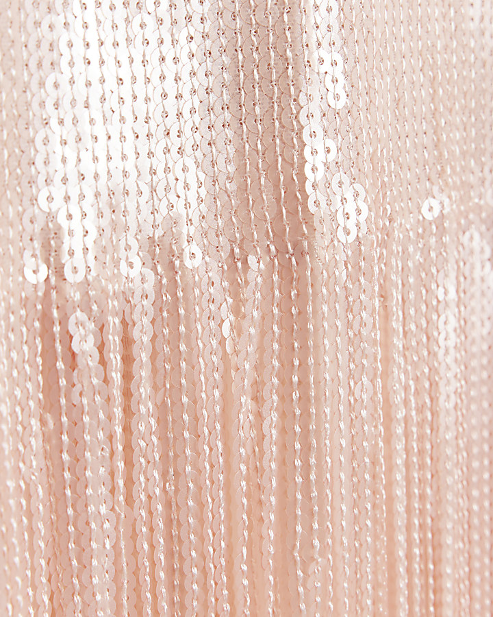 Pink sequin fringe detail t-shirt