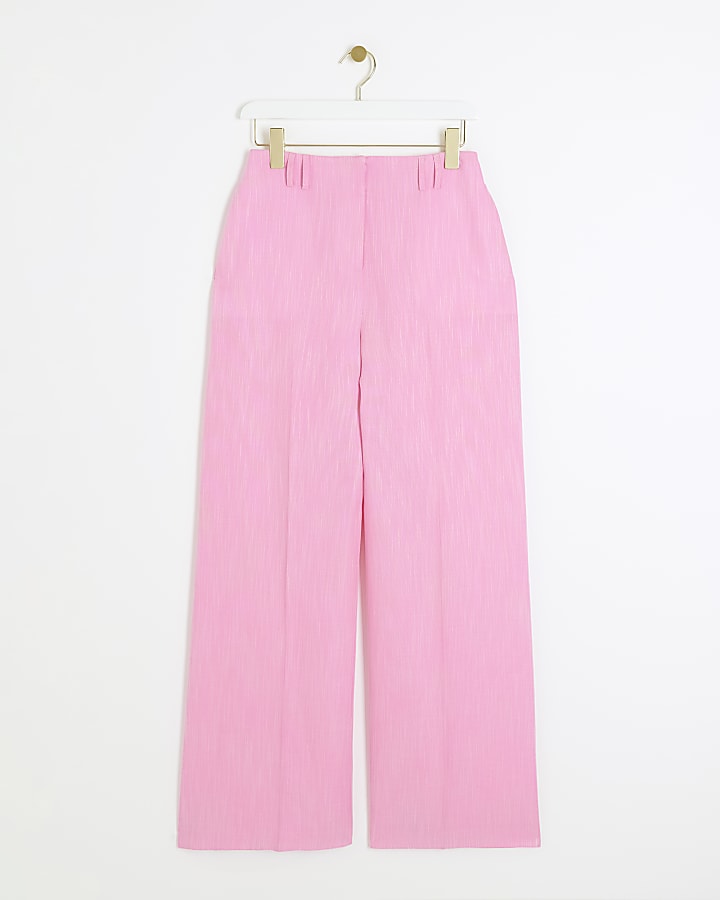 RI Studio Pink textured wide leg trousers