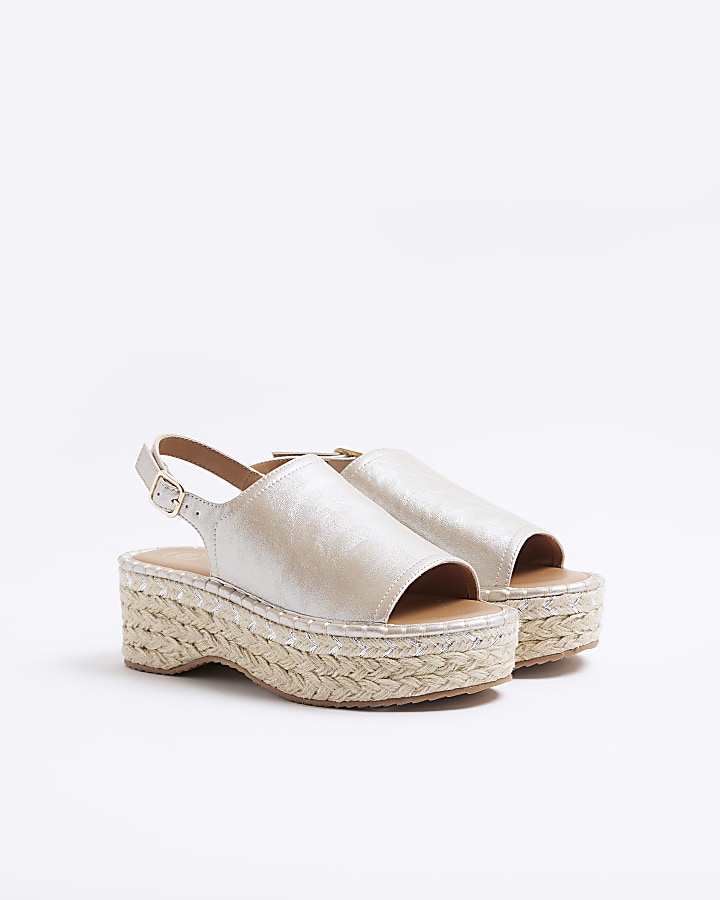 Bronze Espadrille Slingback Wedge sandals | River Island