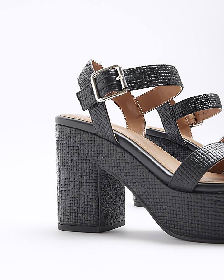 Black Cross Strap Platform Sandals