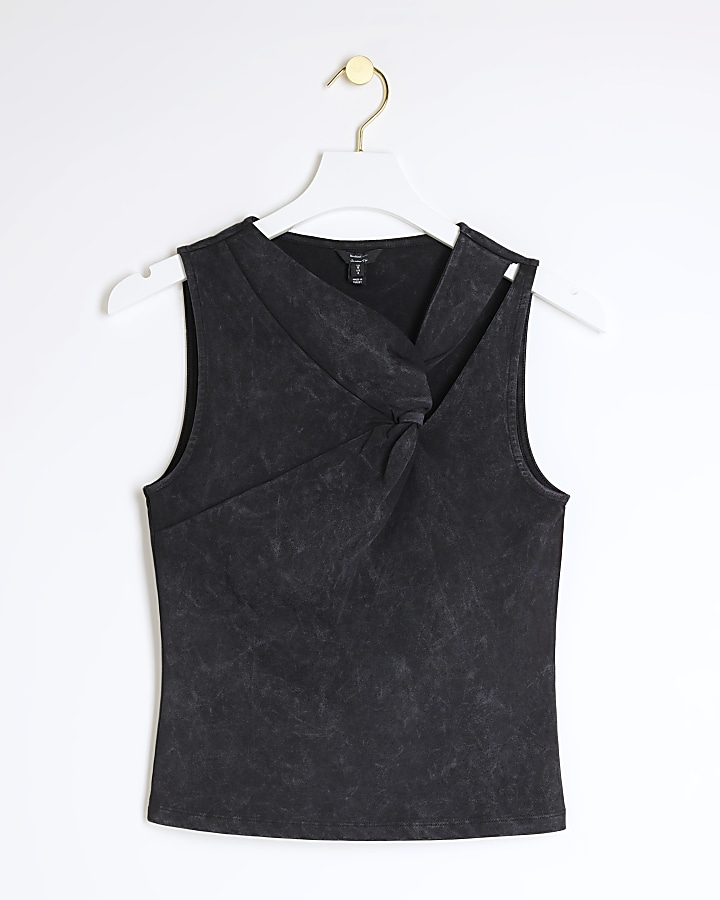 Grey knot cut out top