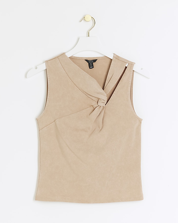 Brown knot cut out top