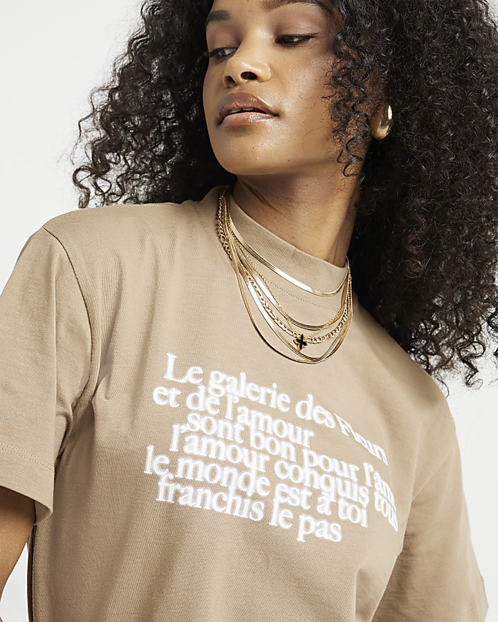 Brown graphic print t-shirt