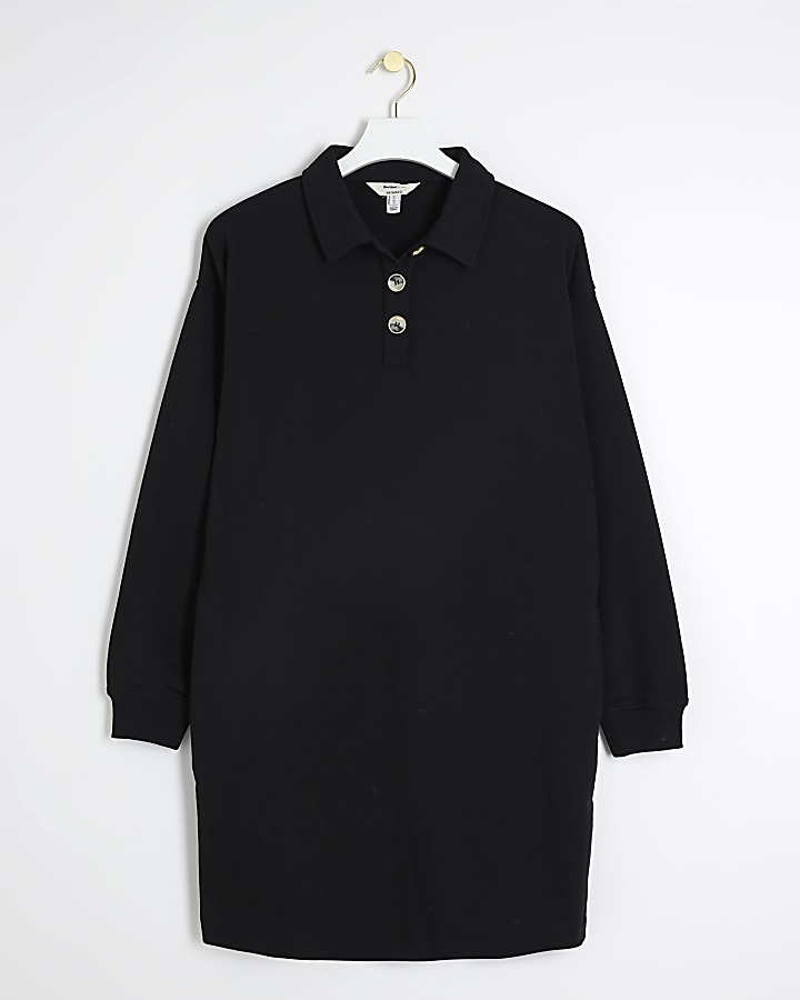 Black polo sweatshirt mini dress
