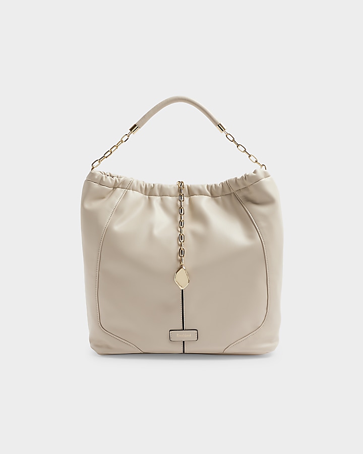 Cream Ruched Tote Bag | River Island