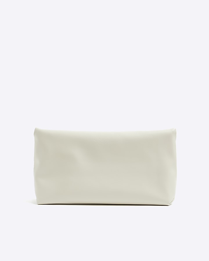 Cream Roll Top Clutch Bag