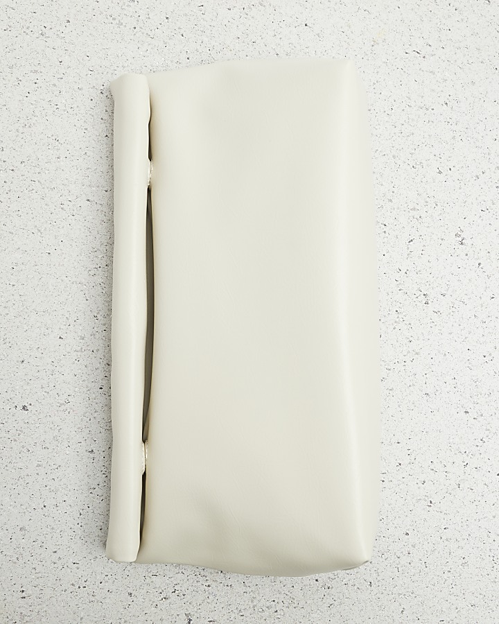 Cream Roll Top Clutch Bag