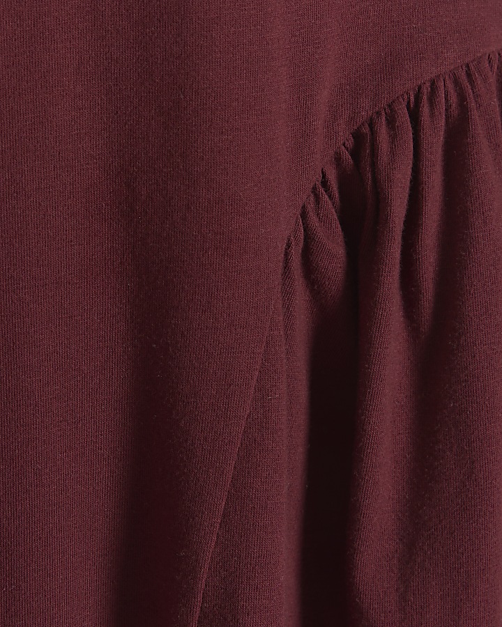 Red godet detail t-shirt mini dress | River Island