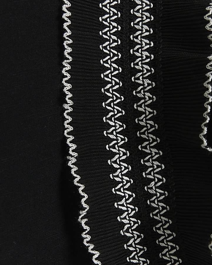 Black Frill Stitched Top