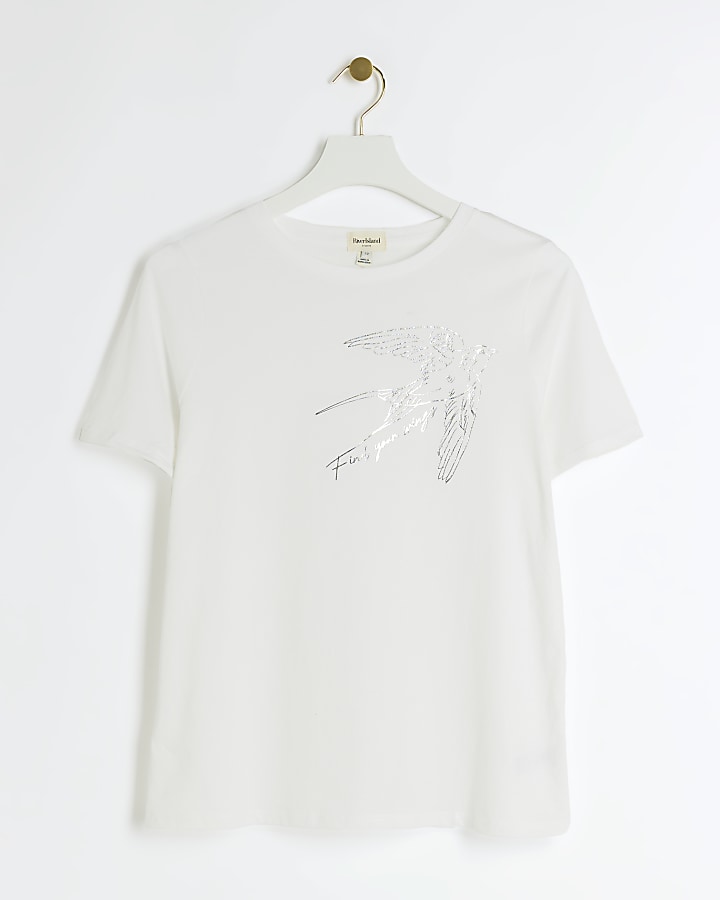 White bird graphic t-shirt