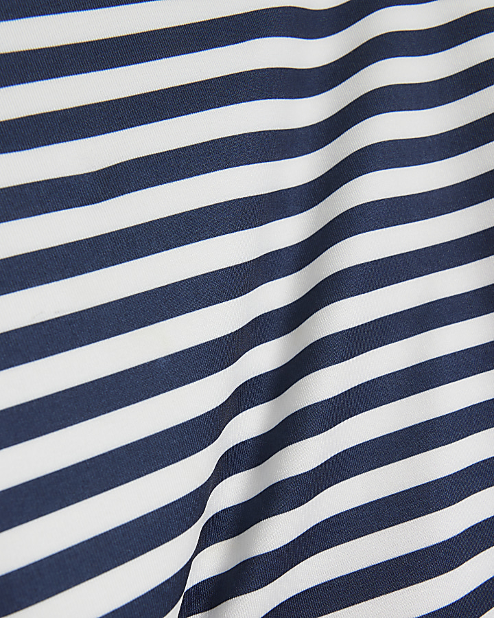 Petite navy stripe long sleeve bodysuit