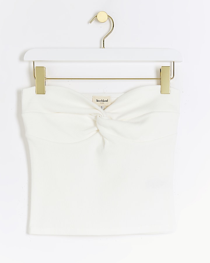 White front knot bandeau top