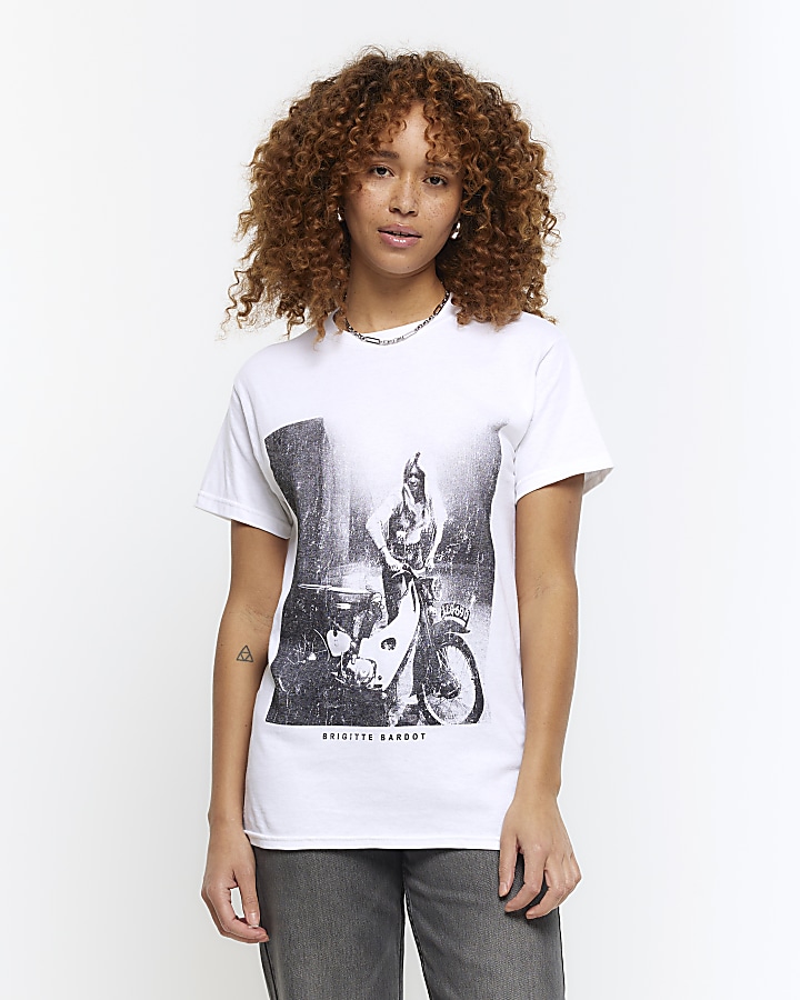 White Brigitte Bardot graphic print t-shirt