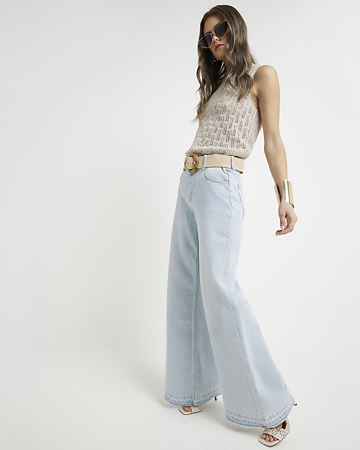 Mid rise wide leg jeans sale