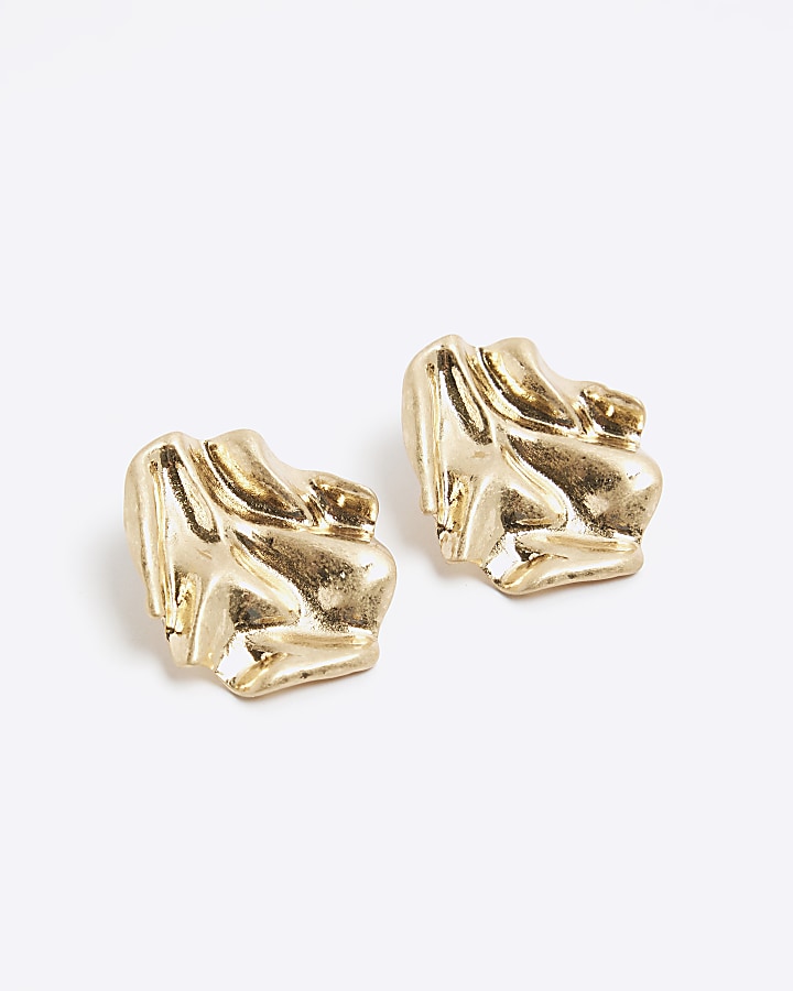 Gold textured stud earrings