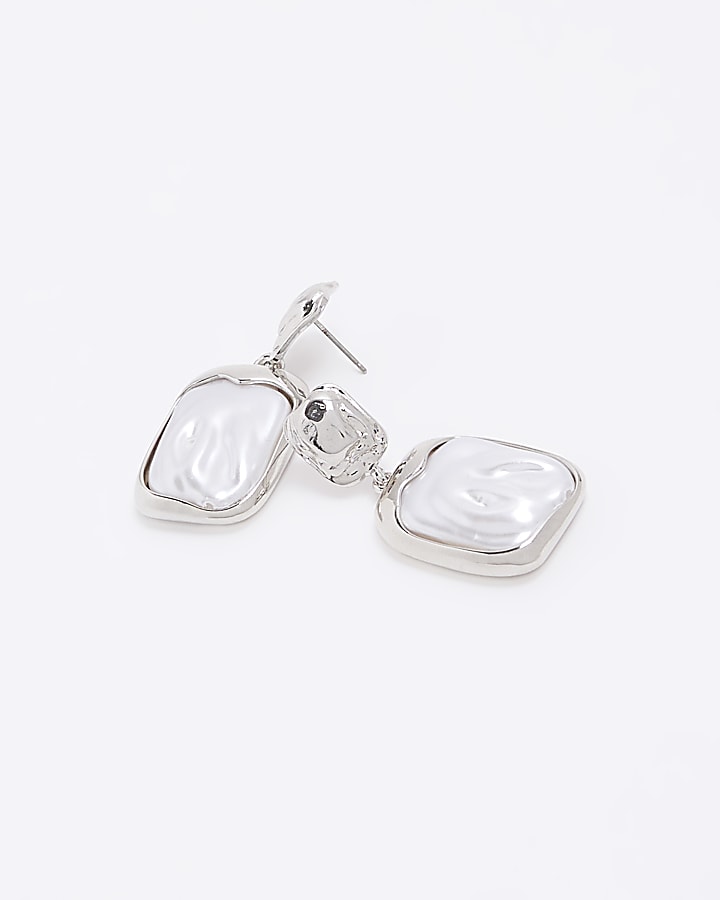 Silver colour pearl earrings