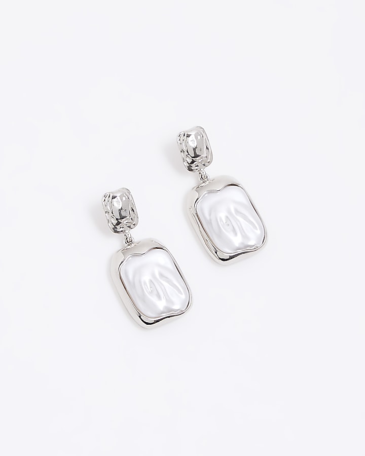 Silver colour pearl earrings