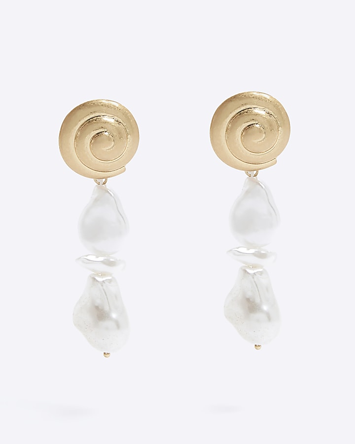 Gold pearl drop earrings