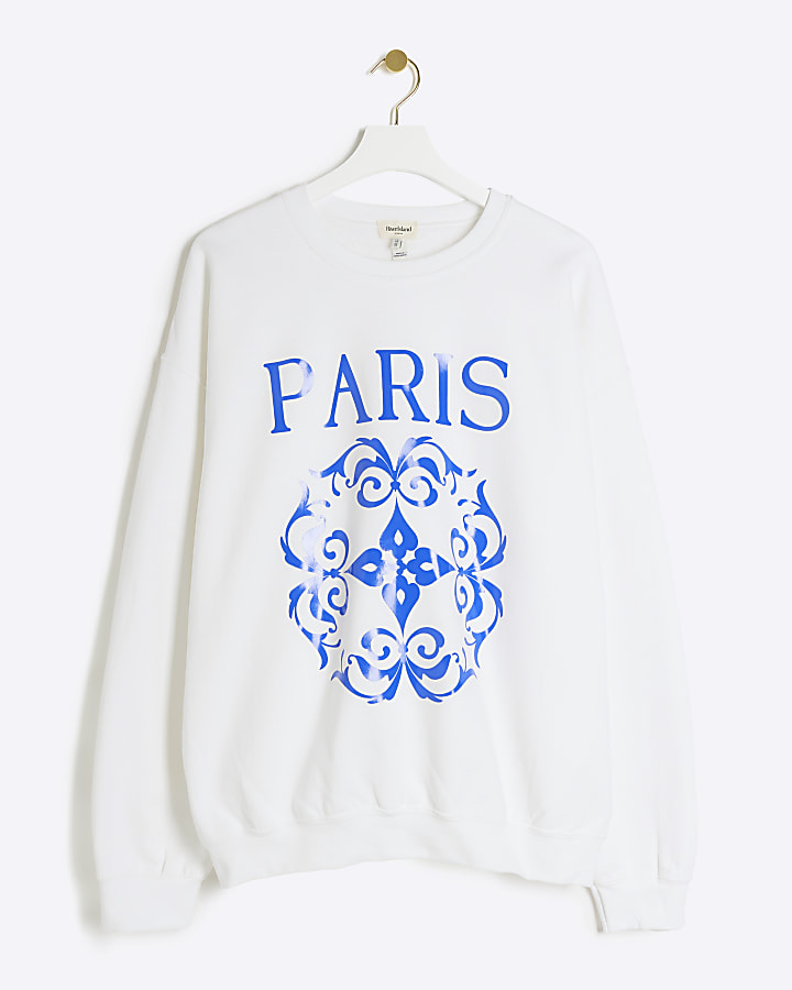 White Paris Graphic Sweatshirt