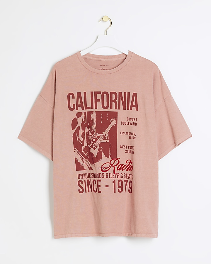 Plus coral California graphic t-shirt