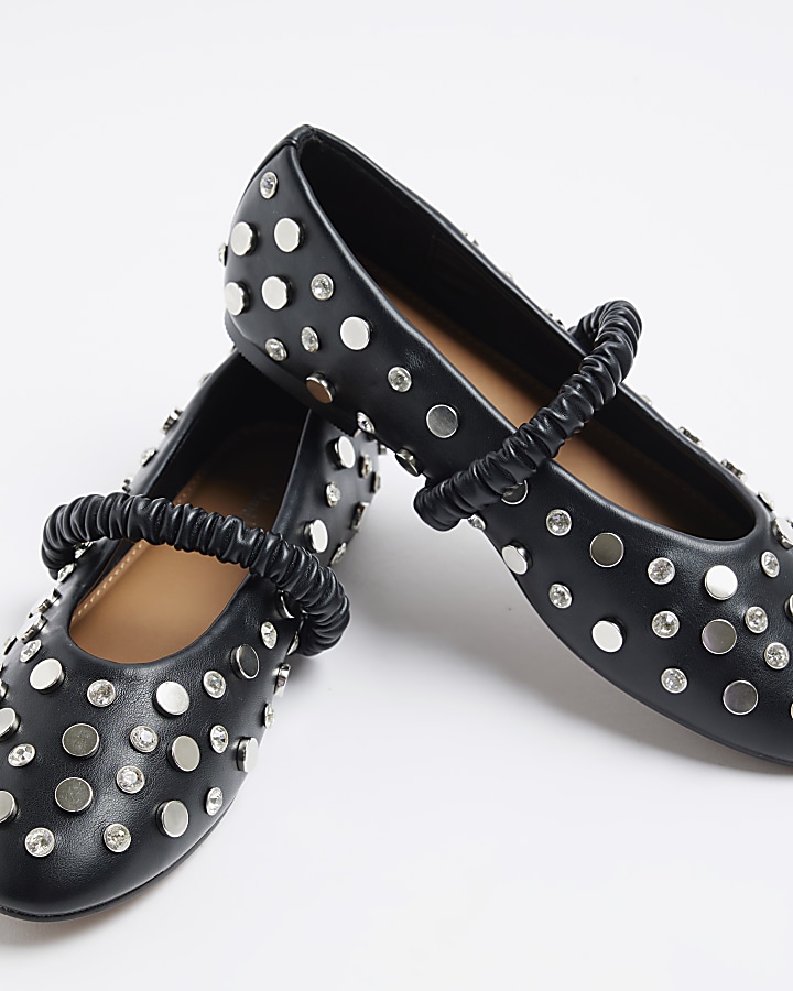 Black embellished mary jane shoes