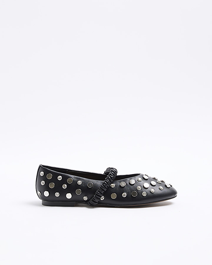Black embellished mary jane shoes