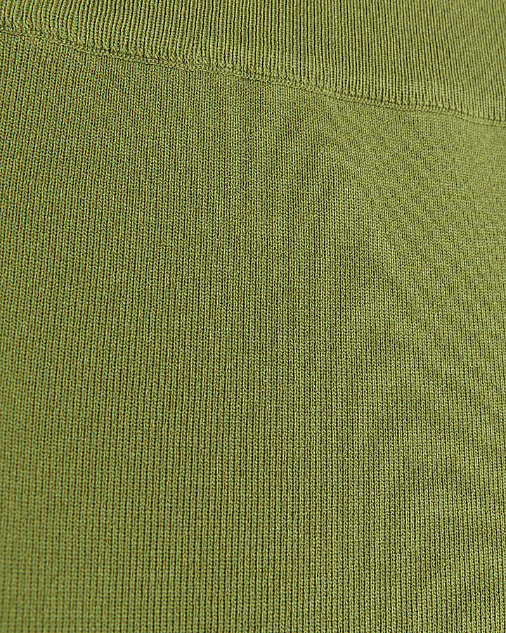 Green knit Bandeau Bodycon Midi dress