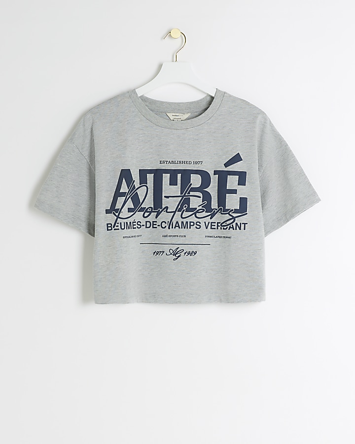 Grey Graphic print Boxy Cropped T-shirt