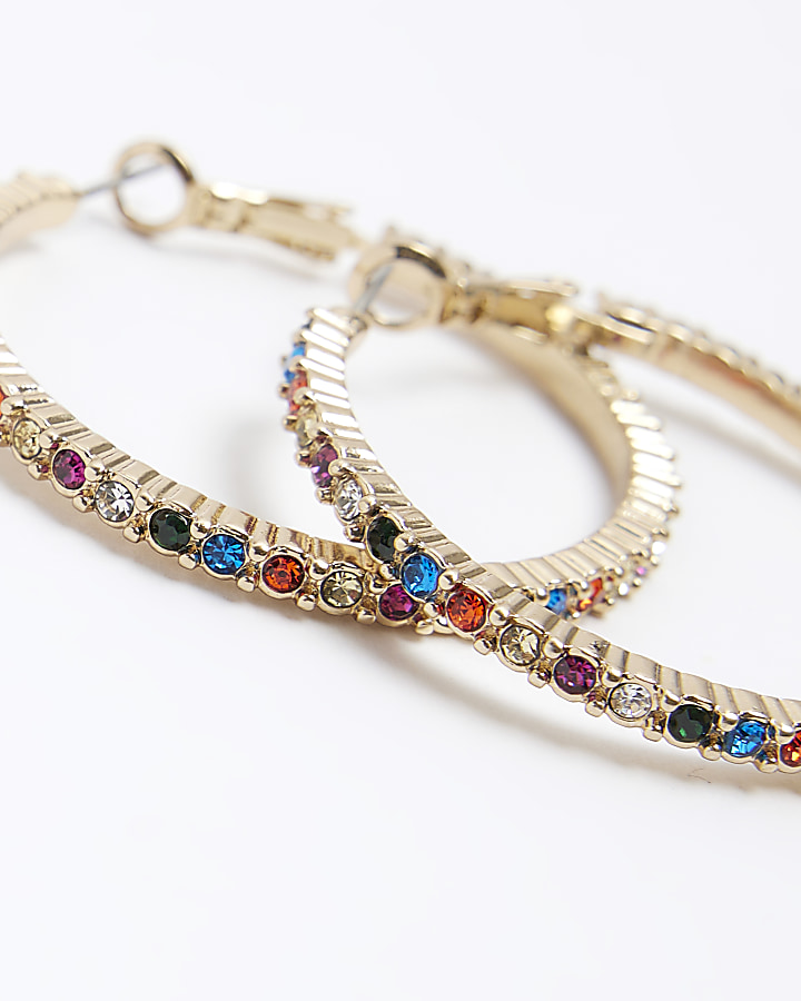 Metal rainbow hoop earrings