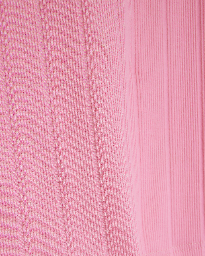Pink wide ribbed crop vest top