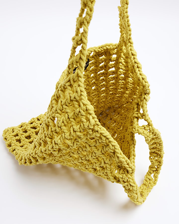 Yellow woven shopper bag