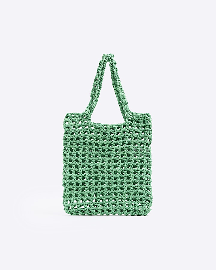 Green woven shopper bag