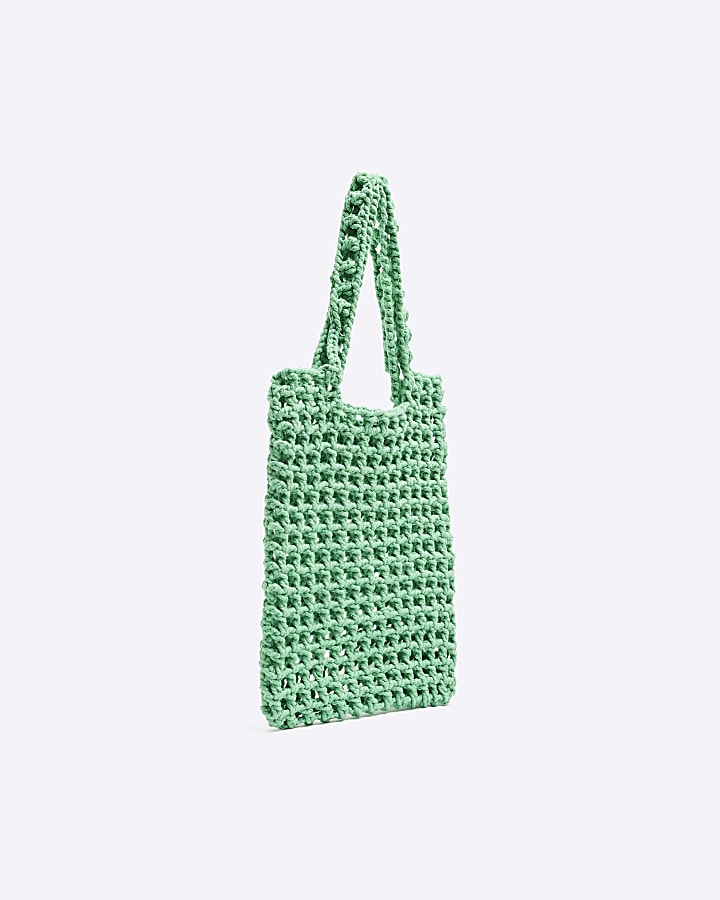 Green woven shopper bag