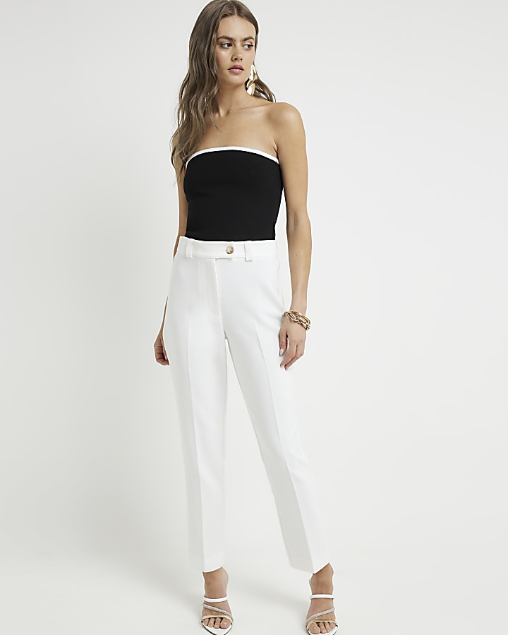 White slim shop fit trousers