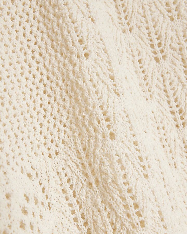 Petite white stitch detail knit top