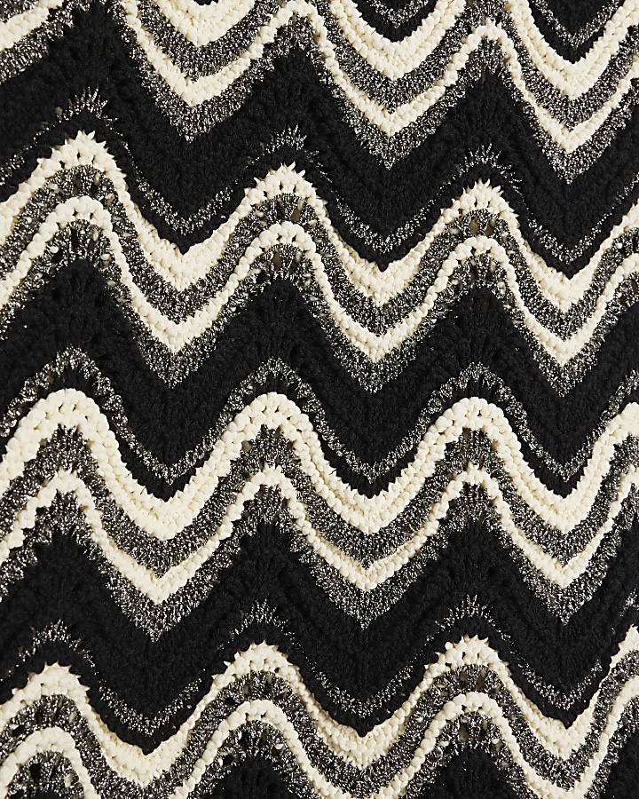 Black knit chevron bodycon mini dress