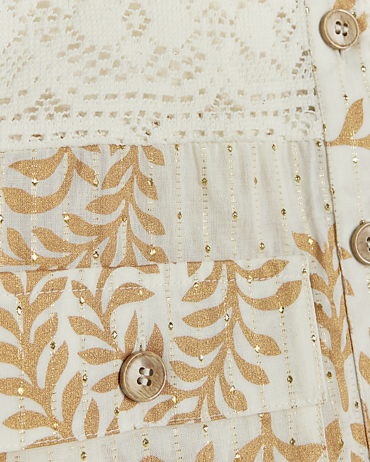 Cream lace detail sleeveless shirt