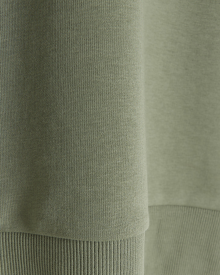 Khaki Whipstitch Elasticated Sweatshirt