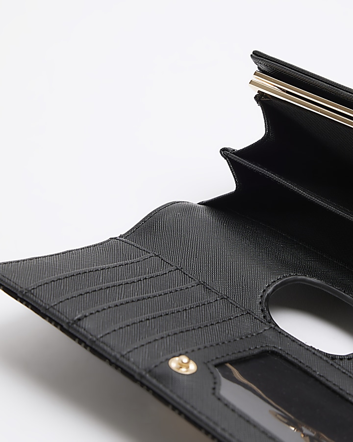 Black monogram clip top purse