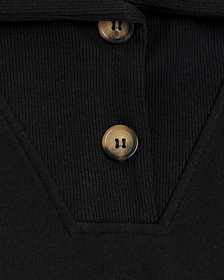 Black button up polo sweatshirt