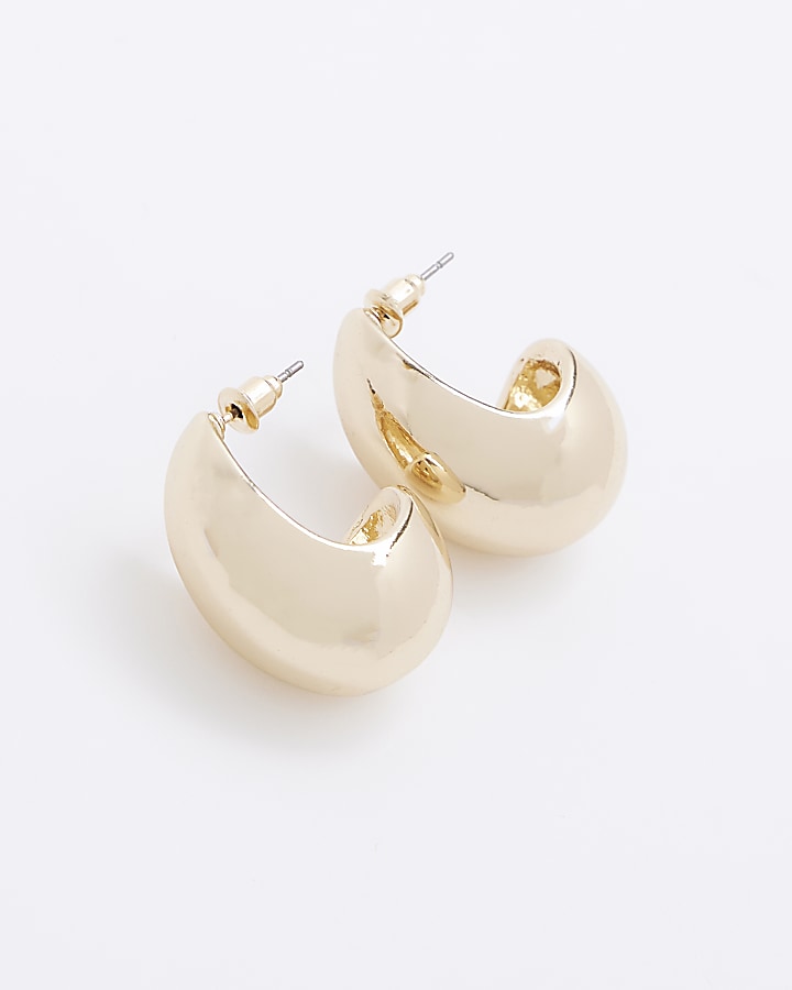 Gold Domed Hoop Earrings