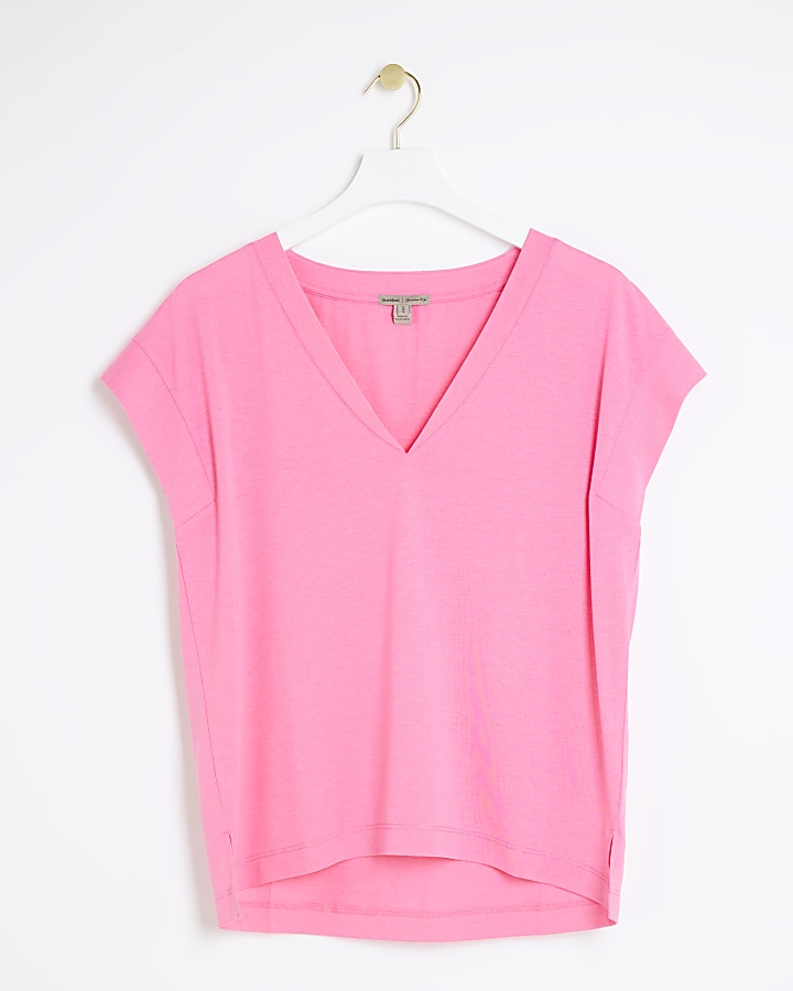 Pink v neck smart t-shirt