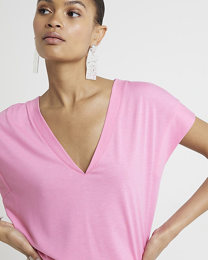 Pink v neck smart t-shirt