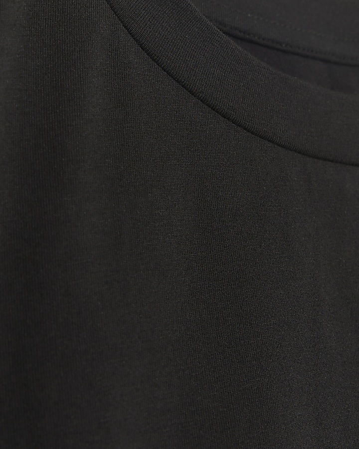 Black ruched side t-shirt mini dress