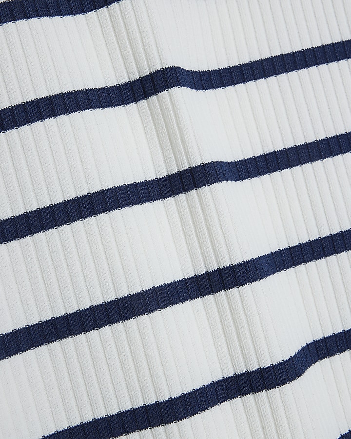 White Stripe Knot Bandeau Midi Dress