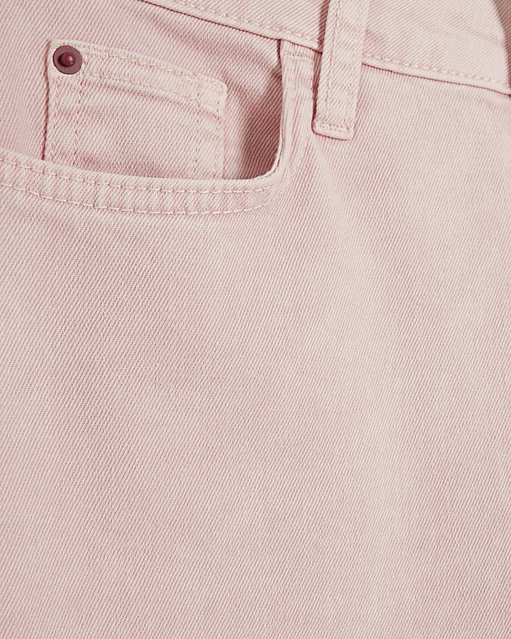 Pink high waisted wide leg cropped jeans