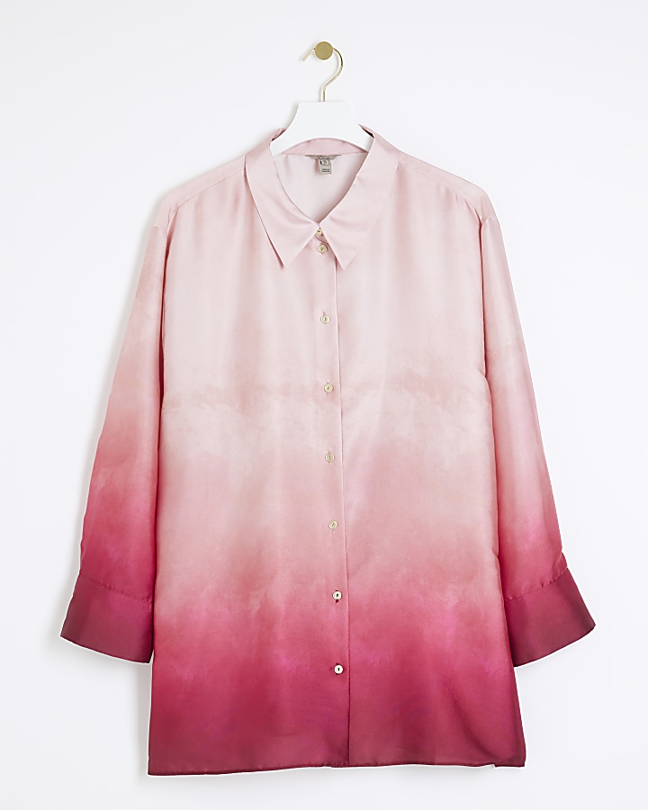 Plus Pink ombre oversized shirt