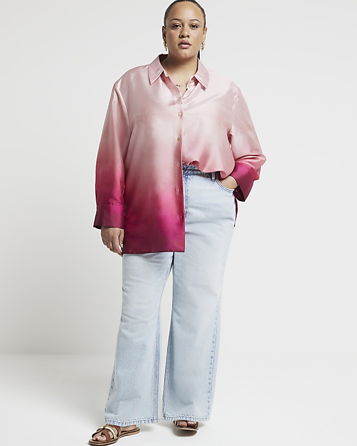 Plus Pink ombre oversized shirt