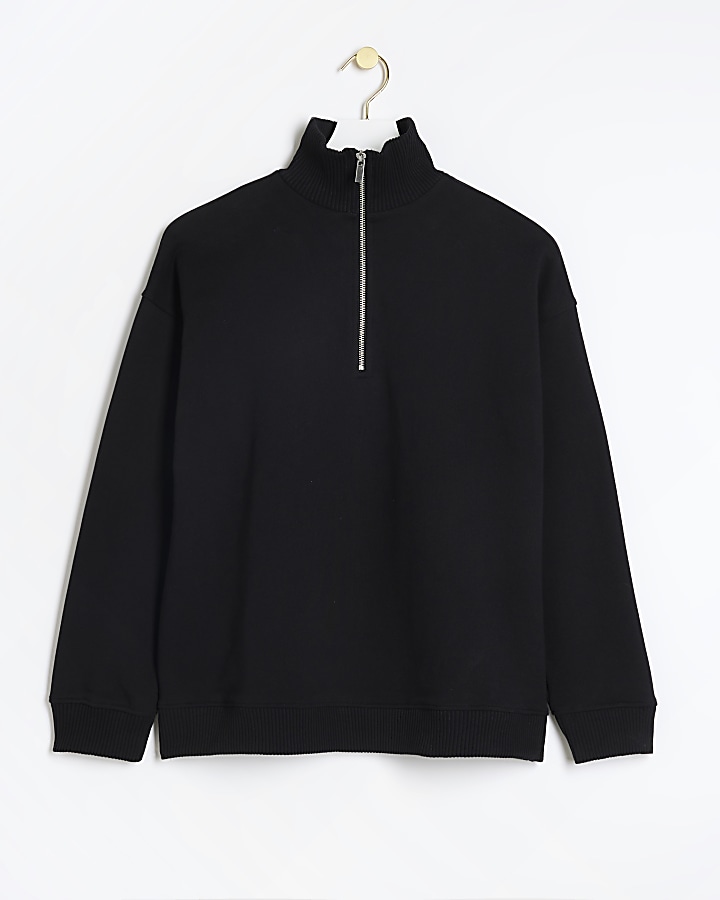 Black funnel half zip sweatshirt
